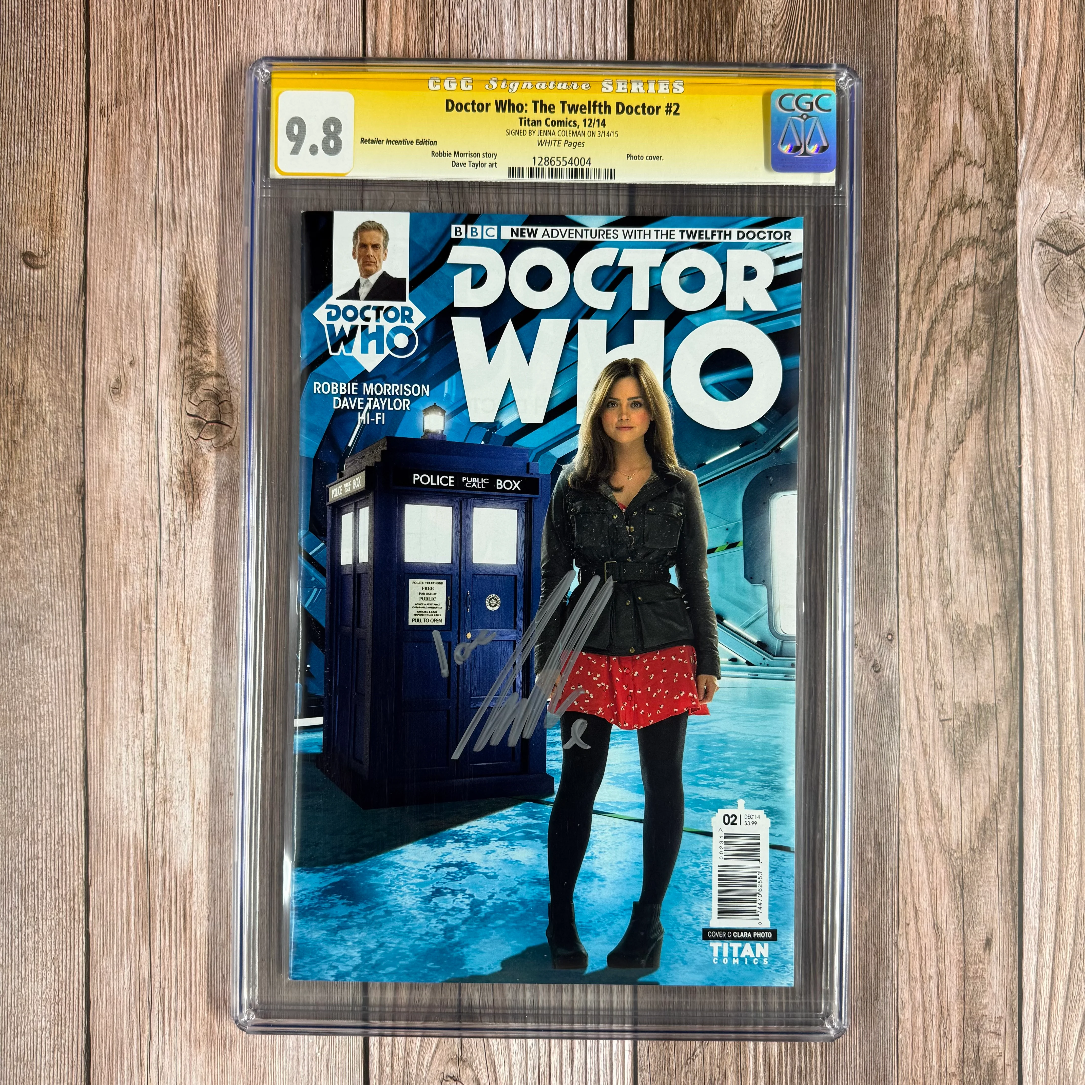 Doctor Who: The Twelfth Doctor #2 CGC 9.8 WP 1:10 Retailer Incentive Edition Photo Cover SS Signed by Jenna Coleman (cert:4004)