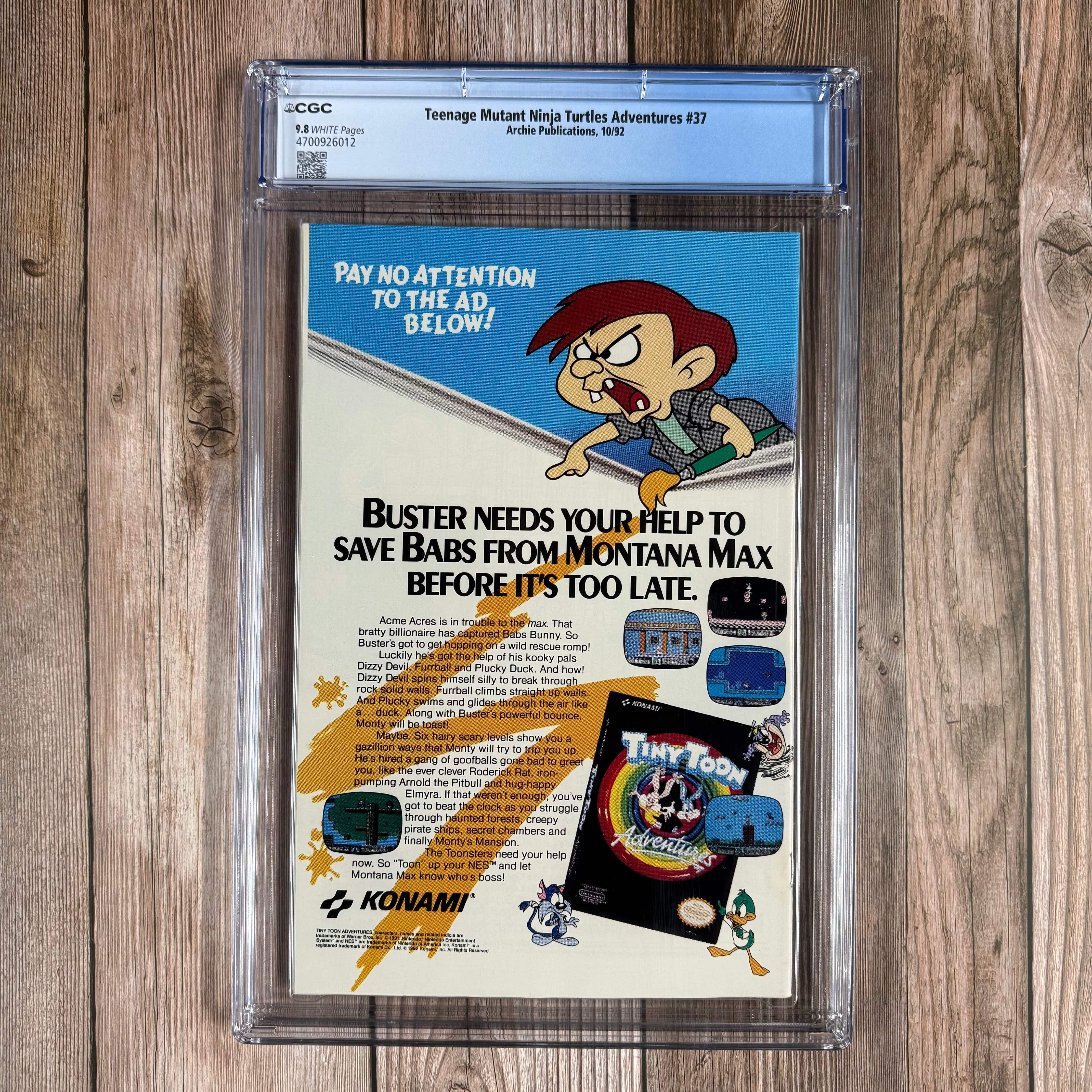 Teenage Mutant Ninja Turtles Adventures #37 CGC 9.8 WP Cover Art by Peter Laird & Ryan Brown - Image 2