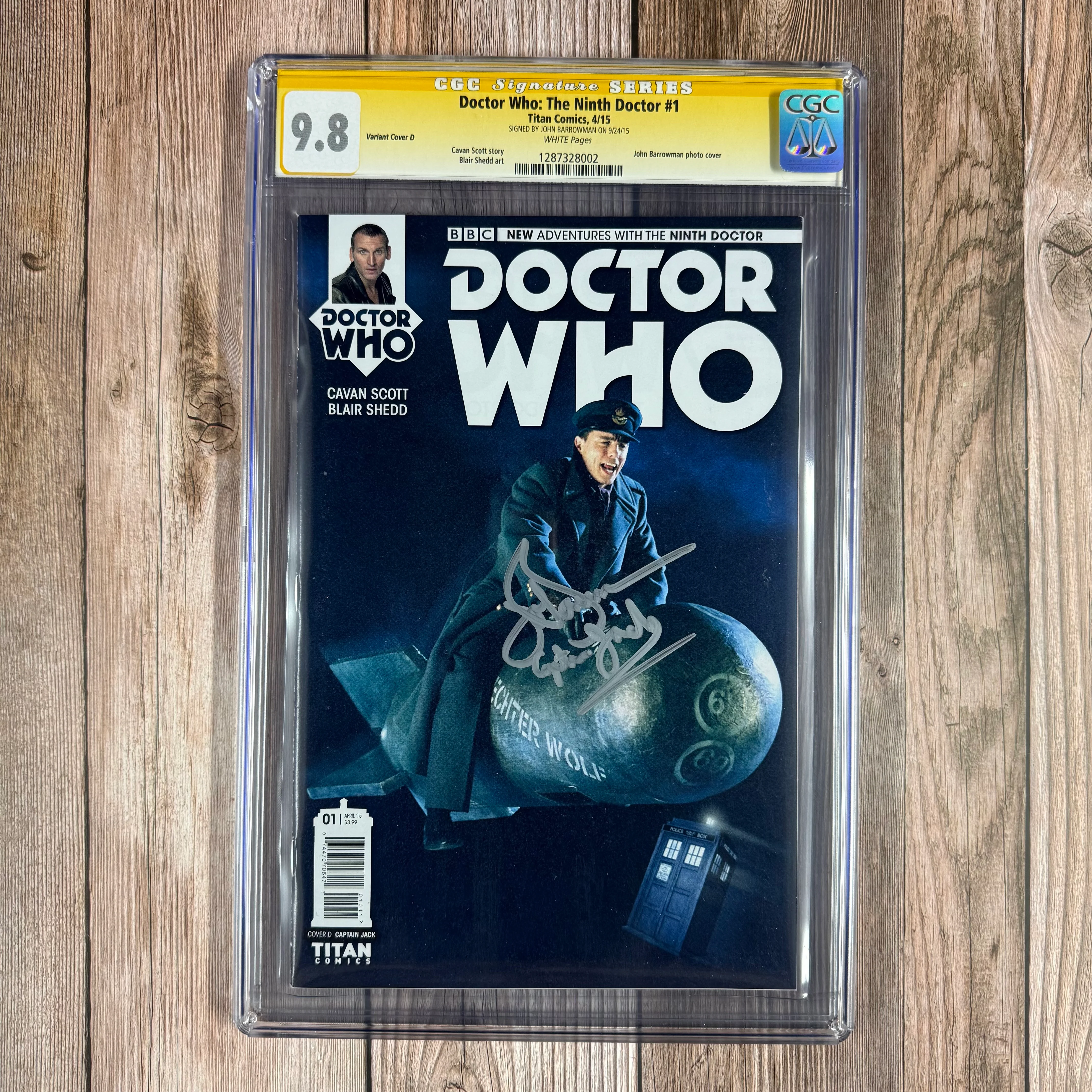 Doctor Who: The Ninth Doctor #1 CGC 9.8 WP 1:25 Photo Cover Variant Cover D, SS Signed by John Barrowman (cert:8002)