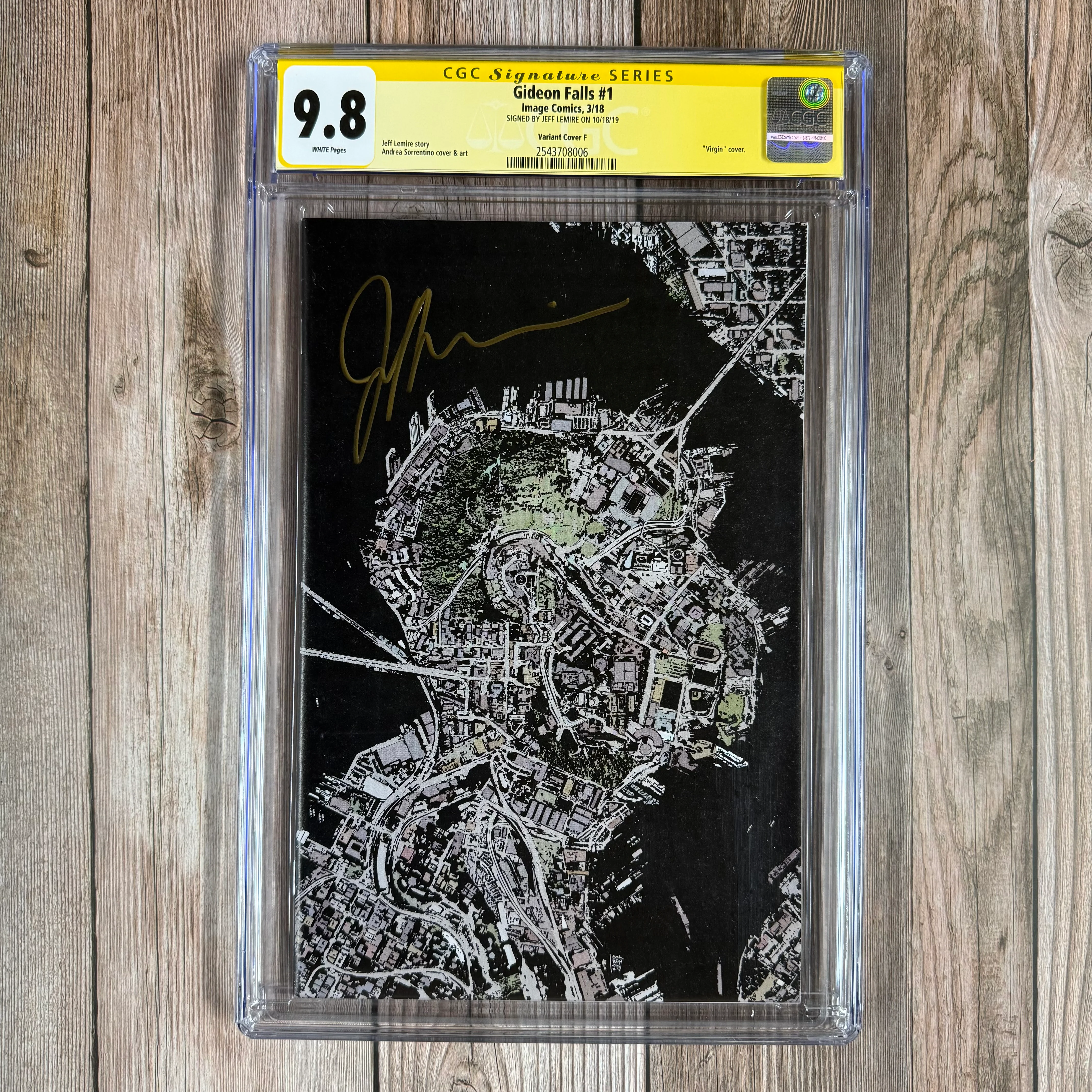Gideon Falls #1 CGC 9.8 WP SS Signed by Jeff Lemire, Virgin Cover Variant F by Andrea Sorrentino (cert:8006)