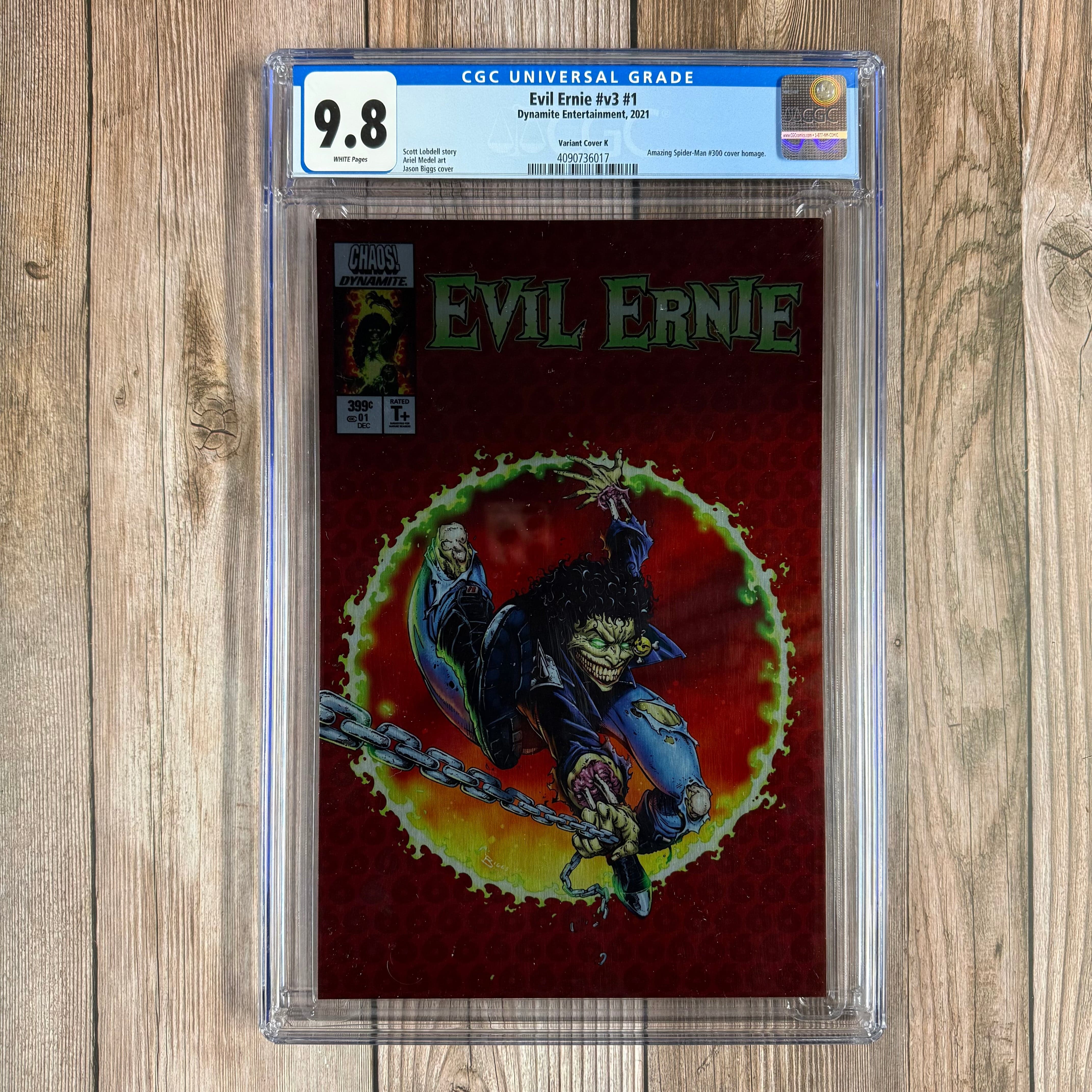 Evil Ernie #1 CGC 9.8 WP Variant Cover K Metal, Amazing Spider-Man #300 cover homage. - Image 2