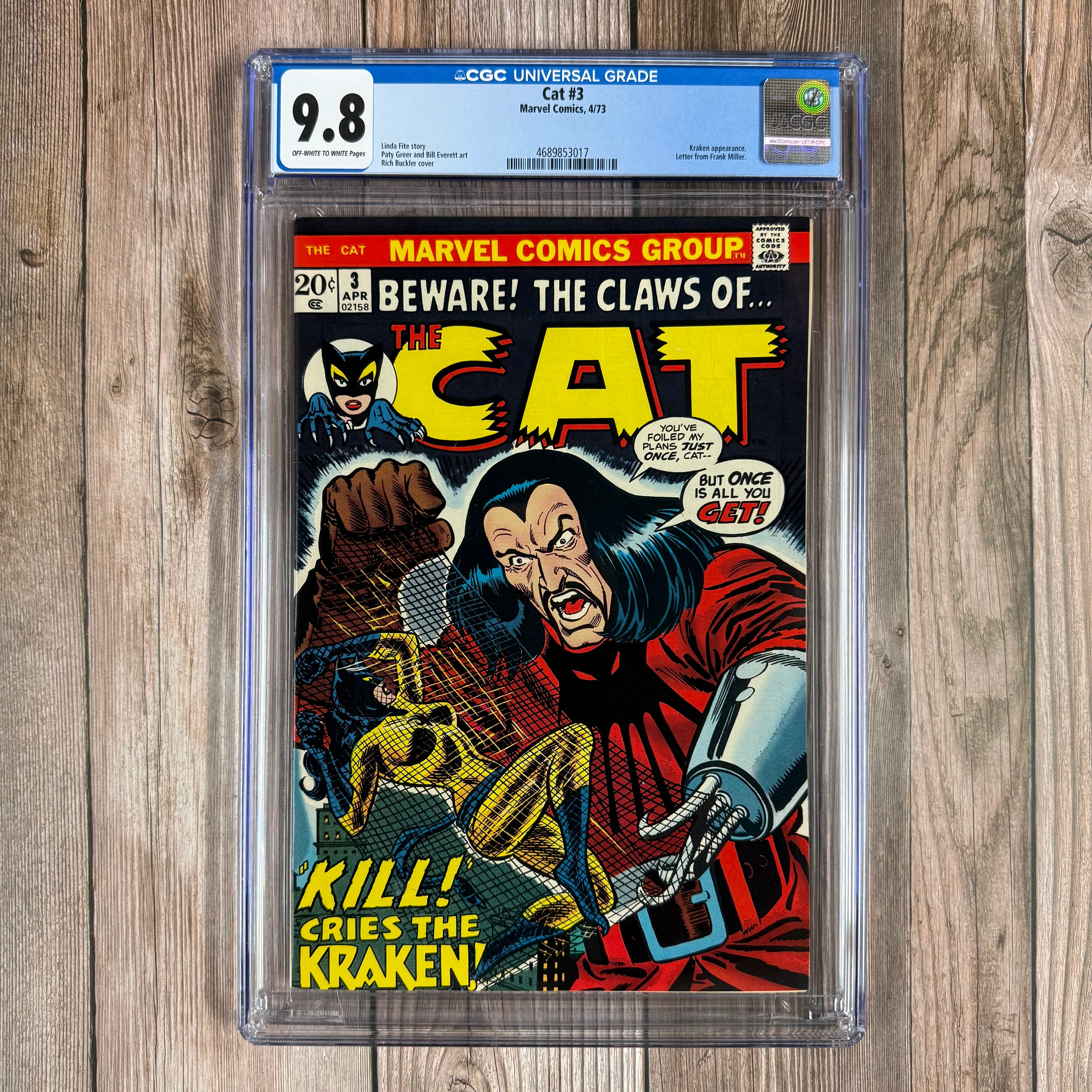 Cat #3 CGC 9.8 Cover Art by Rich Buckler, Letter from Frank Miller.