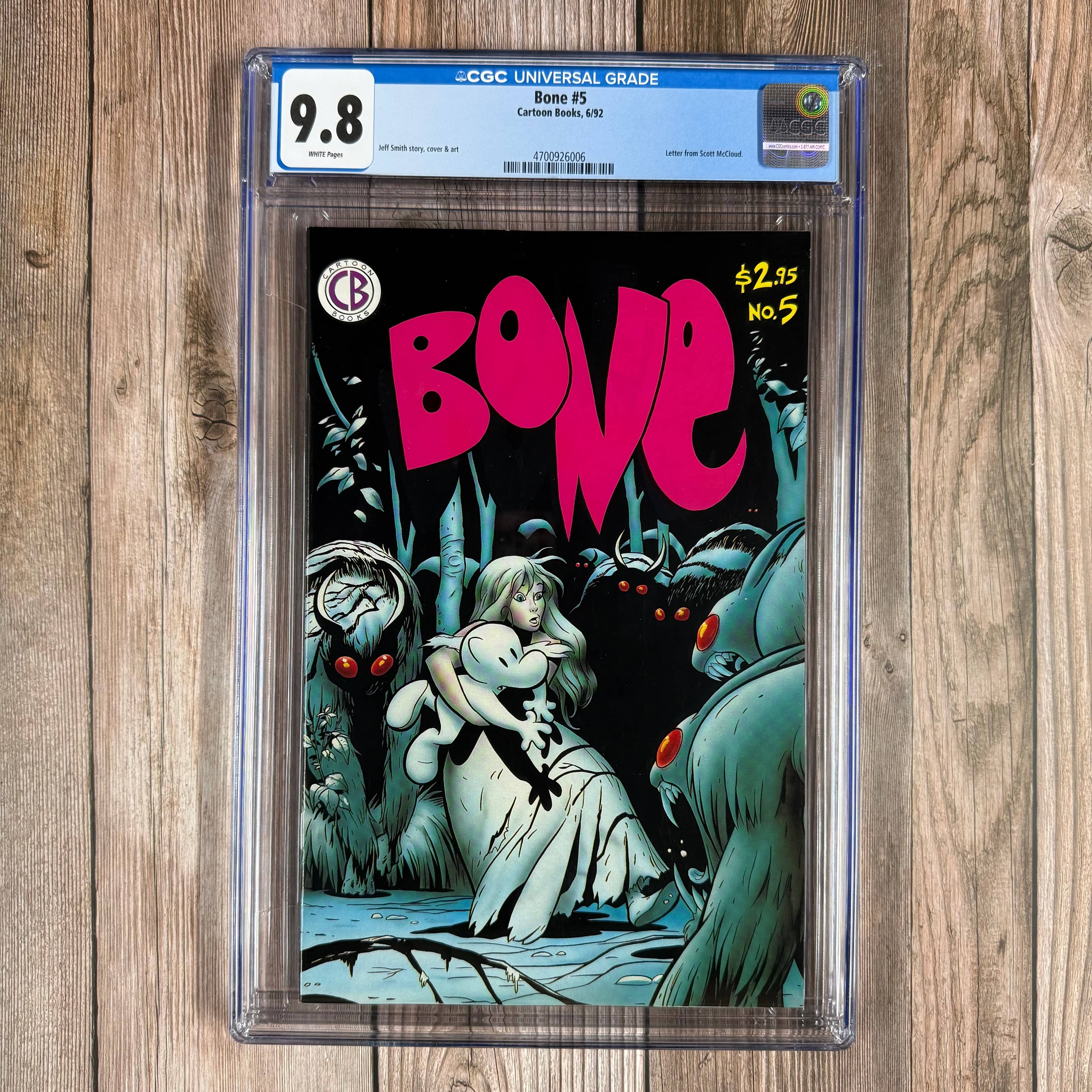 Bone #5 CGC 9.8 WP Written and illustrated by Jeff Smith, Letter from Scott McCloud.