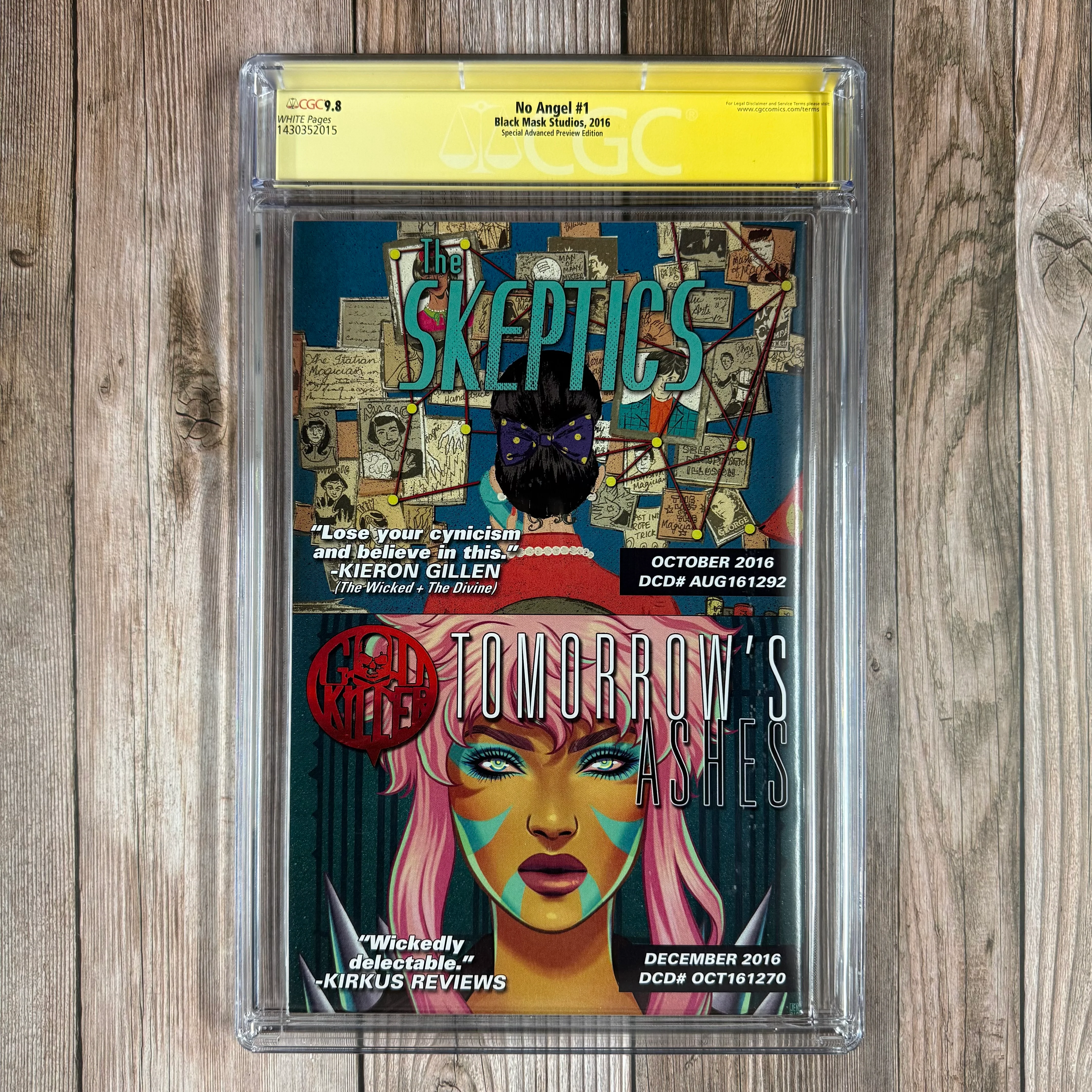 No Angel #1 CGC 9.8 WP SS Signed by Adrianne Palicki and Eric Palicki , Special Advanced Preview Edition Limited to 99, Manufactured with "56/99" printed on cover, FROM THE COLLECTION OF ERIC PALICKI (cert:2015) - Image 2
