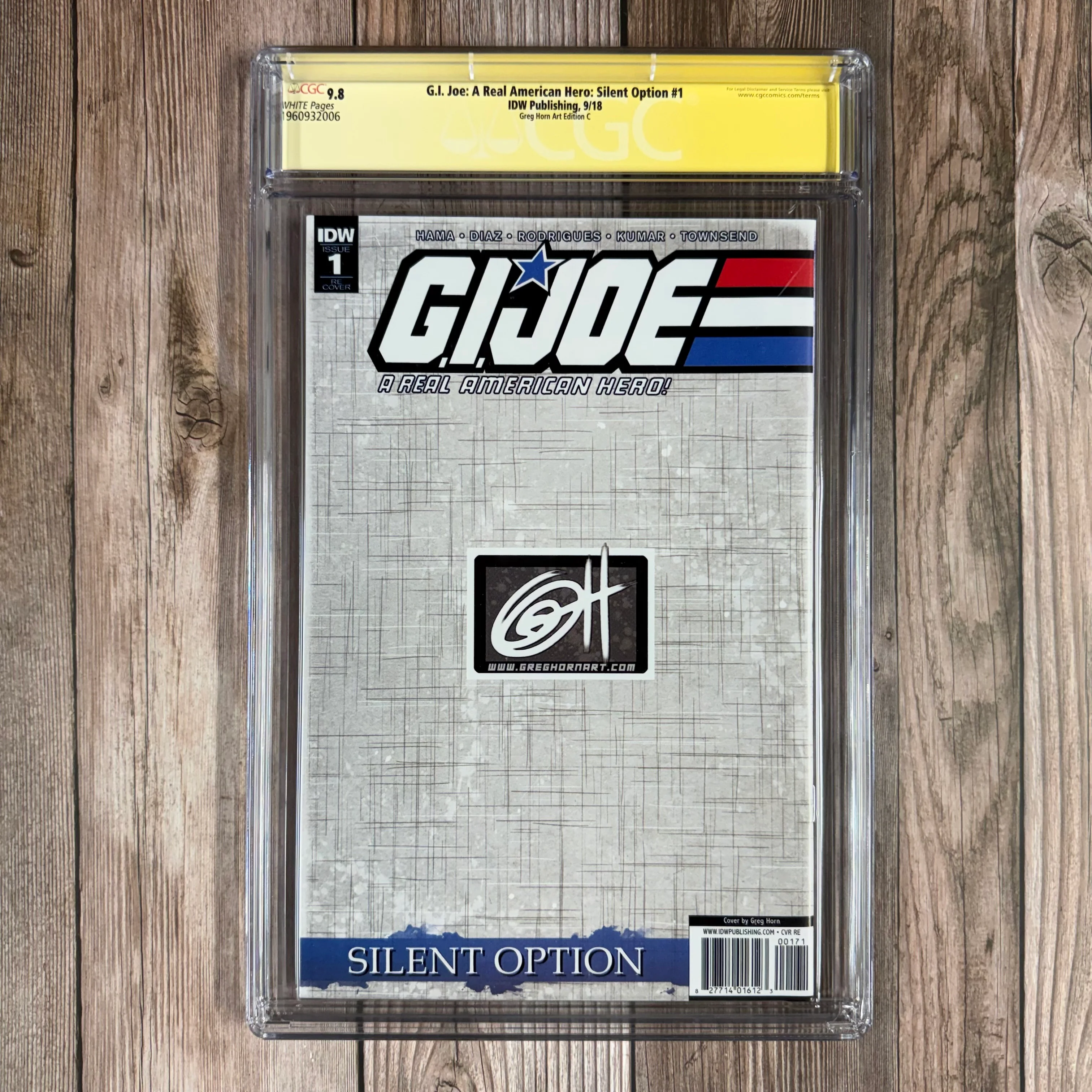 G.I. Joe: A Real American Hero - Silent Option #1 CGC 9.8 WP SS Signed by Greg Horn and B.J. Ward, Greg Horn Art Edition C  Virgin Cover (cert:2006) - Image 2