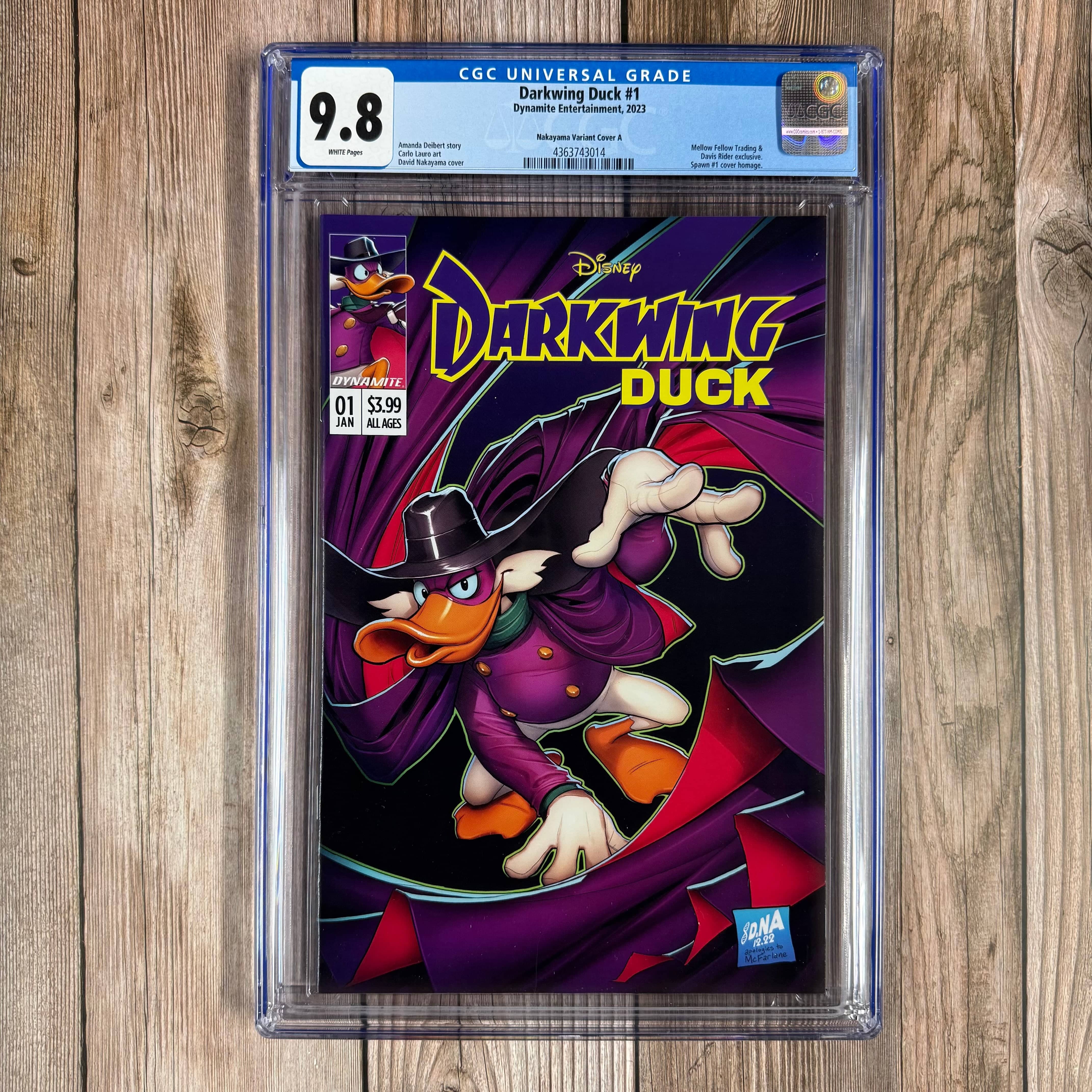 Darkwing Duck #1 CGC 9.8 WP Nakayama Variant Cover A, Mellow Fellow Trading & Davis Rider Exclusive Spawn #1 cover homage, limited to 359 (COA 198/ 359) (cert:3014) *